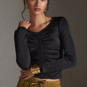 Anthropologie Shirred Shine Dressy V-neck Pullover NWTs